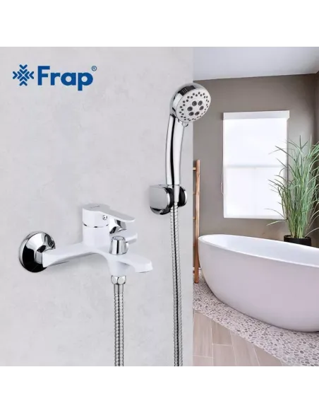 Смеситель для ванны Frap F3241 с душевым набором, белый