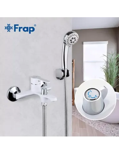 Смеситель для ванны Frap F3241 с душевым набором, белый