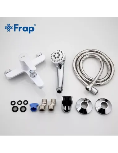 Смеситель для ванны Frap F3241 с душевым набором, белый