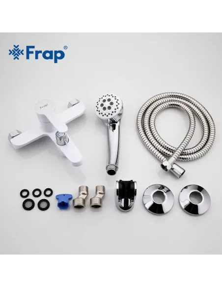 Змішувач для ванни Frap F3241 з душовим набором, білий.