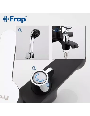 Змішувач для ванни Frap F3242 з душовим набором, чорний.