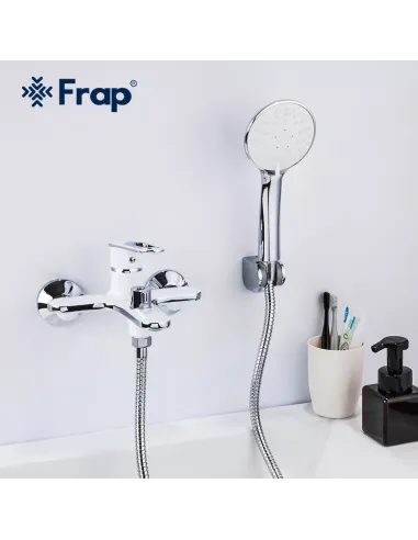 Смеситель для ванны Frap F3249 с душевым набором, белый
