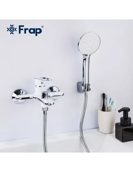 Смеситель для ванны Frap F3249 с душевым набором, белый
