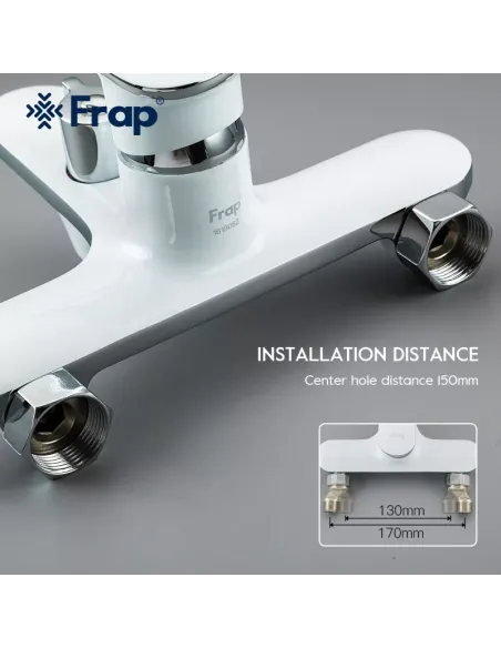 Смеситель для ванны Frap F3249 с душевым набором, белый