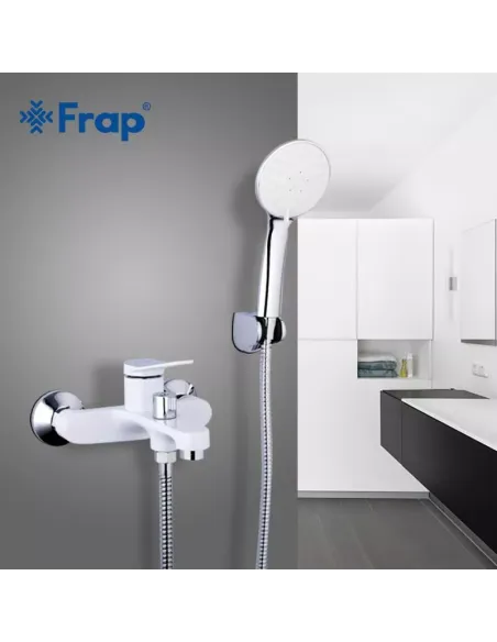 Смеситель для ванны Frap F3245 с душевым набором, белый Смеситель для ванны Frap F3245 с душевым набором, белый