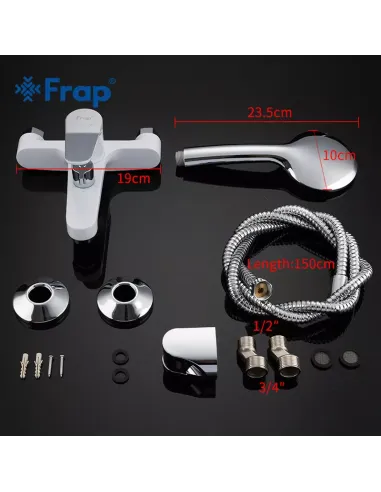 Змішувач для ванни Frap F3245 з душовим набором, білий.