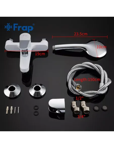 Смеситель для ванны Frap F3245 с душевым набором, белый Смеситель для ванны Frap F3245 с душевым набором, белый