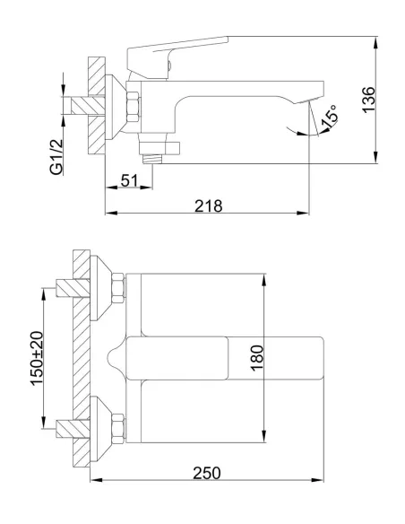 Змішувач для ванни Frap F3246 з душовим набором, хром.