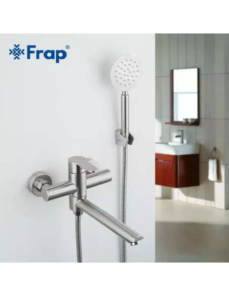 Змішувач для ванни Frap F32801 з душовим набором, нержавіюча сталь.