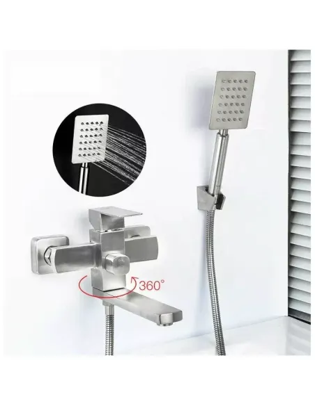 Змішувач для ванни Frap F32802 з душовим набором, нержавіюча сталь.