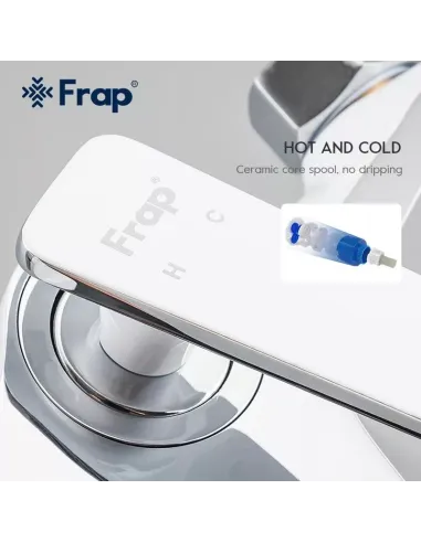 Змішувач для ванни Frap F3258 із душовим набором, білий.