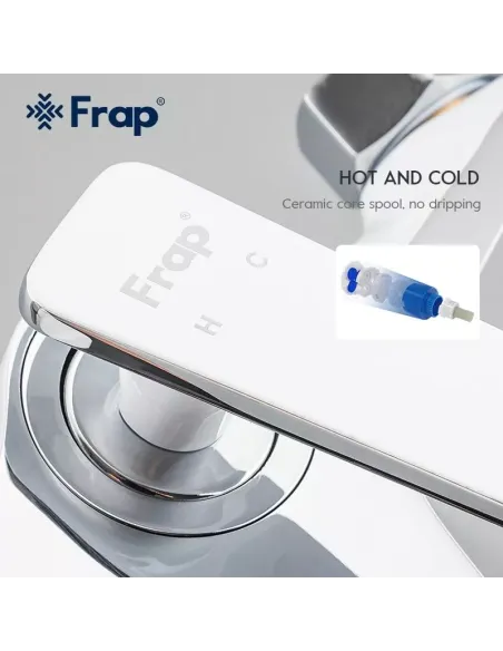 Змішувач для ванни Frap F3258 із душовим набором, білий.