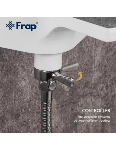 Смеситель для ванны Frap F3258 с душевым набором, белый
