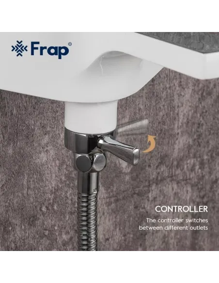 Смеситель для ванны Frap F3258 с душевым набором, белый