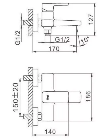 Змішувач для ванни Frap F3260 з душовим набором, хром.