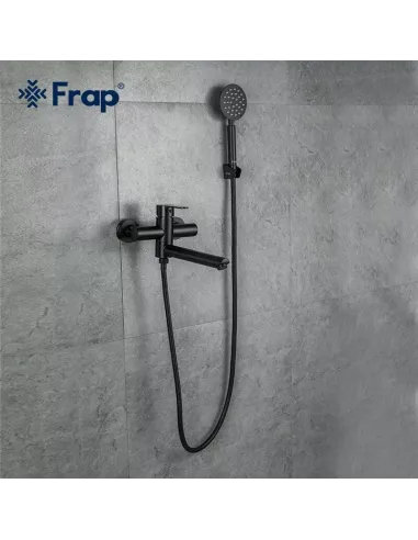 Змішувач для ванни Frap F32801-6 із душовим набором, чорний.