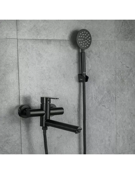 Змішувач для ванни Frap F32801-6 із душовим набором, чорний.