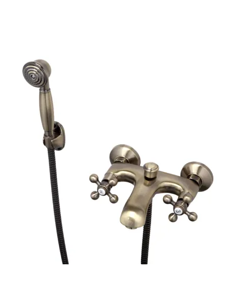Смеситель для ванны Frap F3019-4 двухвентильный, душевой набор, бронза