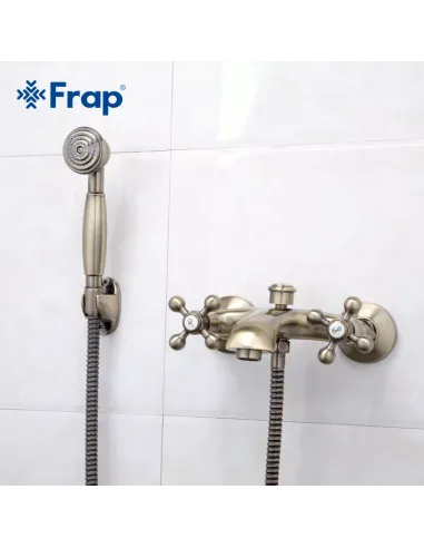 Смеситель для ванны Frap F3019-4 двухвентильный, душевой набор, бронза