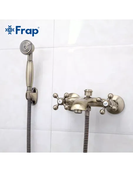 Змішувач для ванни Frap F3019-4 двовентильний, душовий набір, бронза