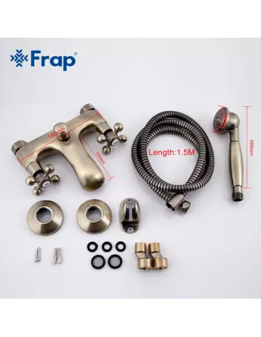 Смеситель для ванны Frap F3019-4 двухвентильный, душевой набор, бронза