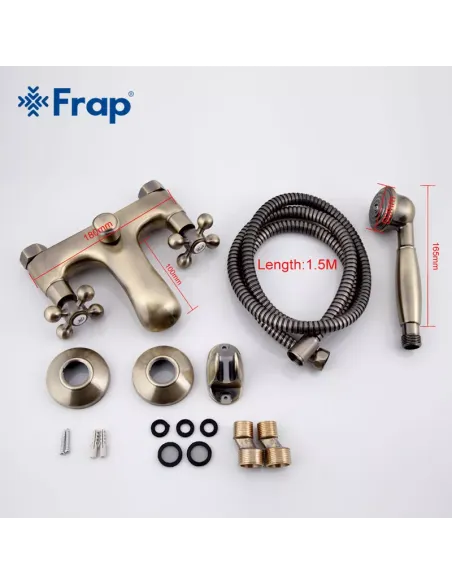 Смеситель для ванны Frap F3019-4 двухвентильный, душевой набор, бронза