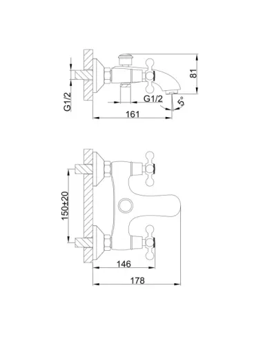 Змішувач для ванни Frap F3019-4 двовентильний, душовий набір, бронза