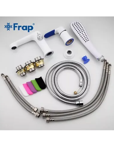 Змішувач для ванни на борт Frap F1134, білий, з душовим набором