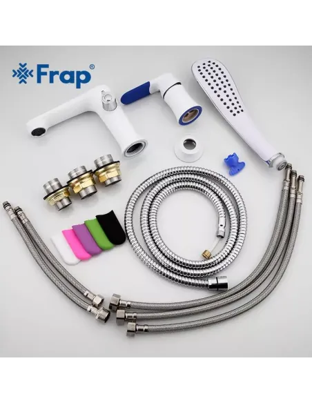Змішувач для ванни на борт Frap F1134, білий, з душовим набором