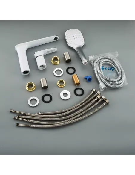 Змішувач для ванни на борт Frap F1149, білий, з душовим набором