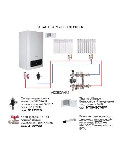 Котел газовий Thermo Alliance EWA 24 кВт, двоконтурний, конденсаційний
