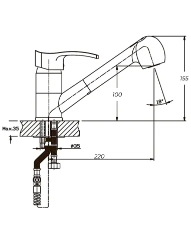Змішувач для кухні Haiba Focus 014 HB0129 з висувним виливом