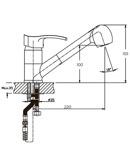 Смеситель для кухни Haiba Focus 014 HB0129 с выдвижным изливом