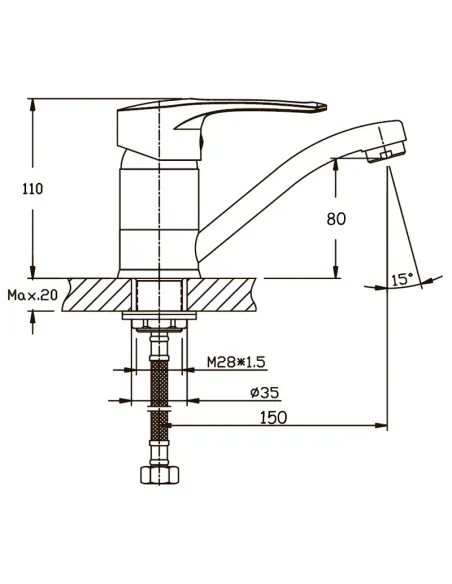 Смеситель для кухни Haiba Germes 555 HB0143, излив 15 см