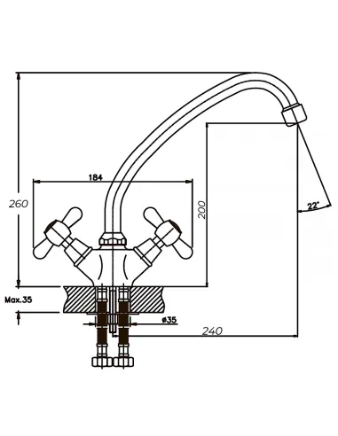 Смеситель для кухни Haiba Dominox 271 HB0078 двухвентильный