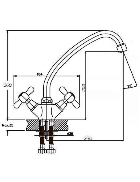 Змішувач для кухні Haiba Dominox 271 HB0078 двовентильний