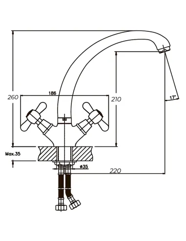 Змішувач для кухні Haiba Dominox 273 HB0084 двовентильний