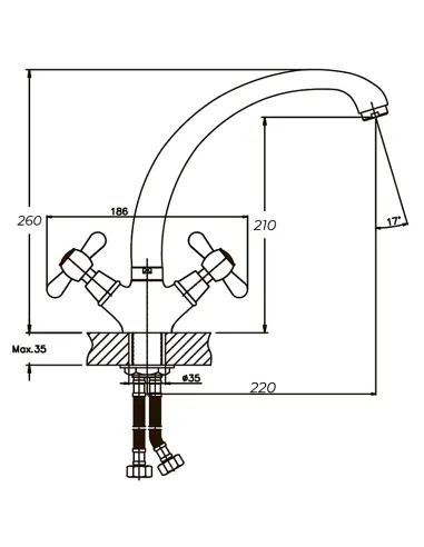 Змішувач для кухні Haiba Dominox 273 HB0085 двовентильний