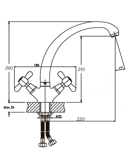 Смеситель для кухни Haiba Dominox 273 HB0085 двухвентильный
