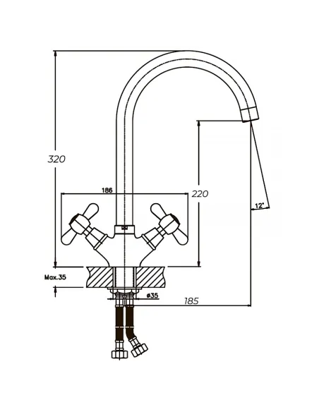 Смеситель для кухни Haiba Dominox 275-1 HB0091 двухвентильный