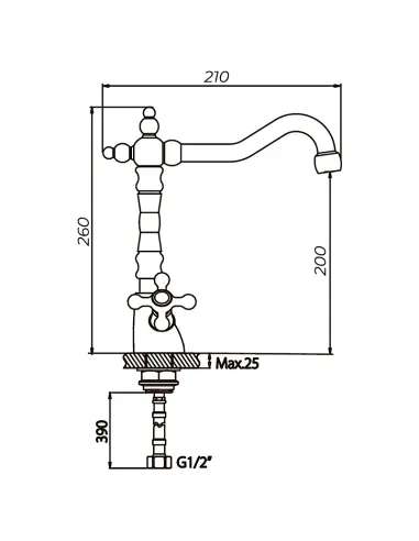 Змішувач для кухні Haiba Dominox 777 HB0095 Retro двовентильний