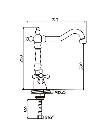 Смеситель для кухни Haiba Dominox 777 HB0095 Retro двухвентильный