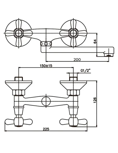 Змішувач для кухні настінний настінний Haiba Dominox 361 HB0094 двовентильний