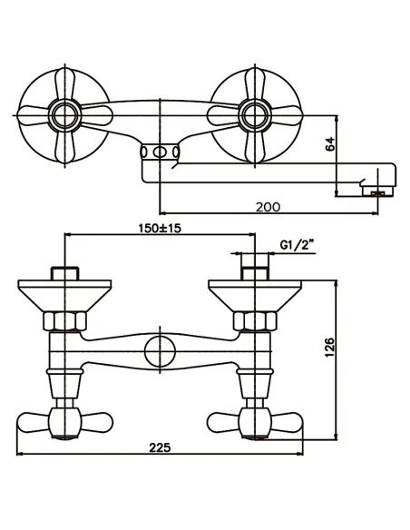 Змішувач для кухні настінний настінний Haiba Dominox 361 HB0094 двовентильний
