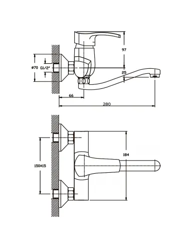 Смеситель для кухни настенный Haiba Focus 005 HB0118