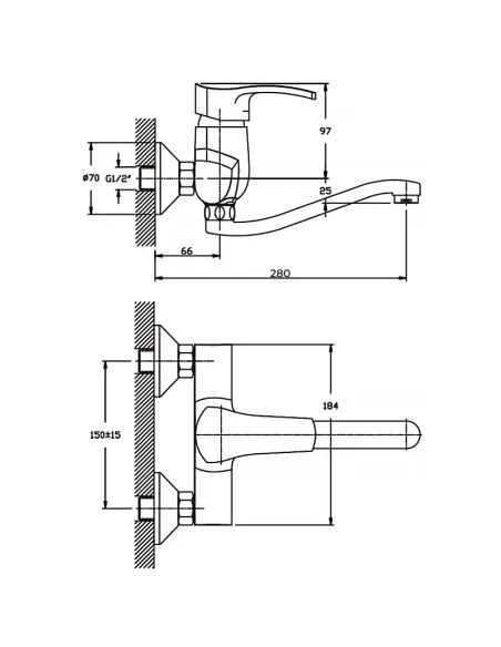 Змішувач для кухні настінний Haiba Focus 005 HB0118