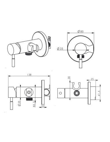 Набір для гігієнічного душу із змішувачем Lidz Aria 111 Black