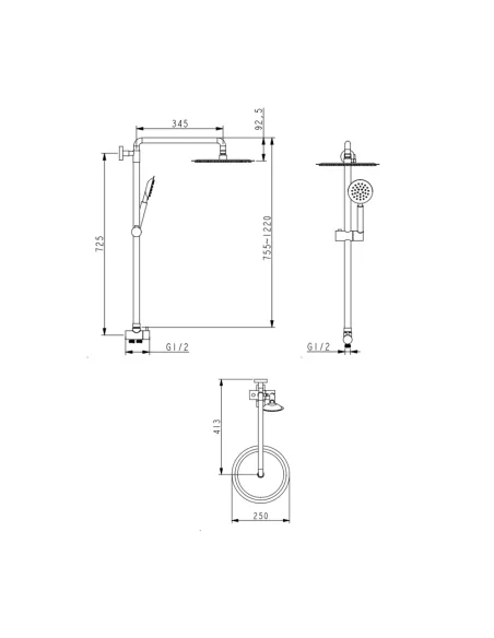 Душевая система со смесителем Lidz Aria 1120 Nickel нержавеющая сталь