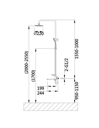 Душова система із виливом Q-Tap Jay QTJAY111CRW45555 Chrome White