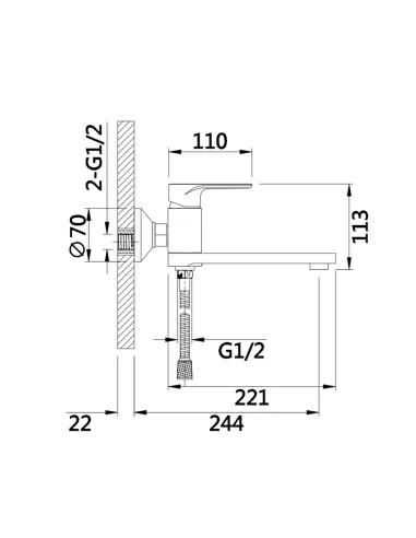 Змішувач для ванни Q-Tap Jay QTJAY260CRW45554 Chrome White з душовим набором